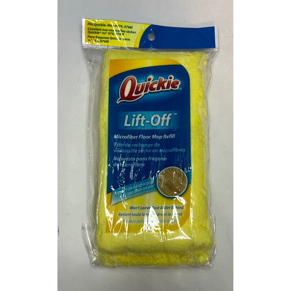 Quickie Lift-Off Microfiber Dust Mop Replacement Pad Refill #0764M Yellow New